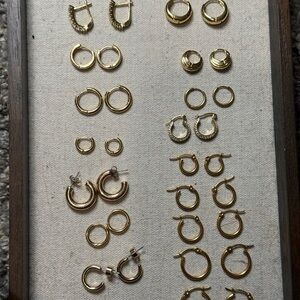 Gold Hoop Earring Lot – 15+ Pairs